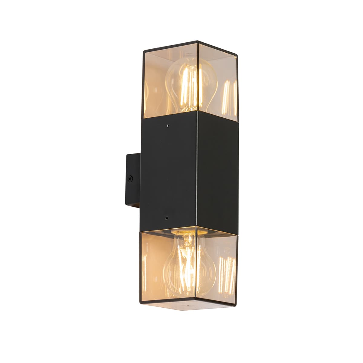 Vonkajšia nástenná lampa čierna s dymovým tienidlom 2-svetlo IP44 - Dánsko