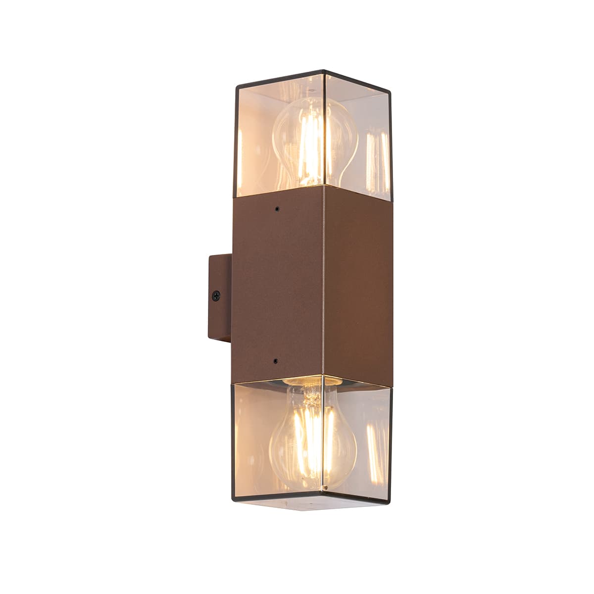 Vonkajšia nástenná lampa hrdzavohnedá s dymovým tienidlom 2-svetlá IP44 - Denmark 1