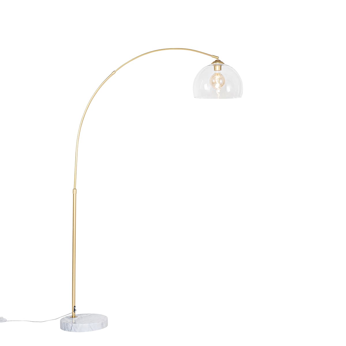 Moderná oblúková lampa mosadz s priehľadným sklom - Arc 1