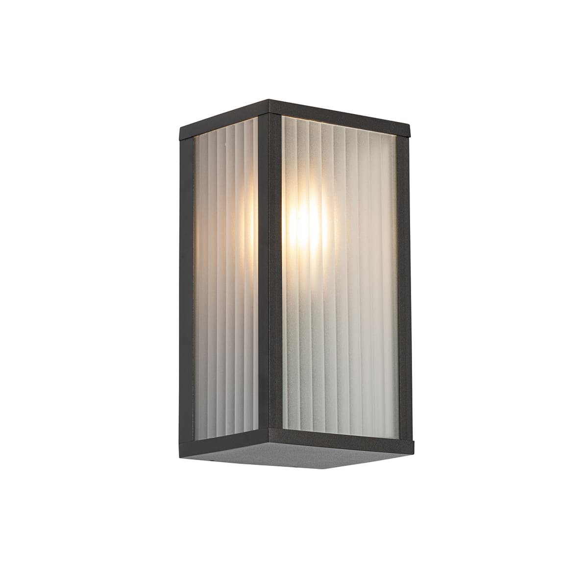 Vonkajšia nástenná lampa čierna s rebrovaným sklom IP44 - Charlois 1
