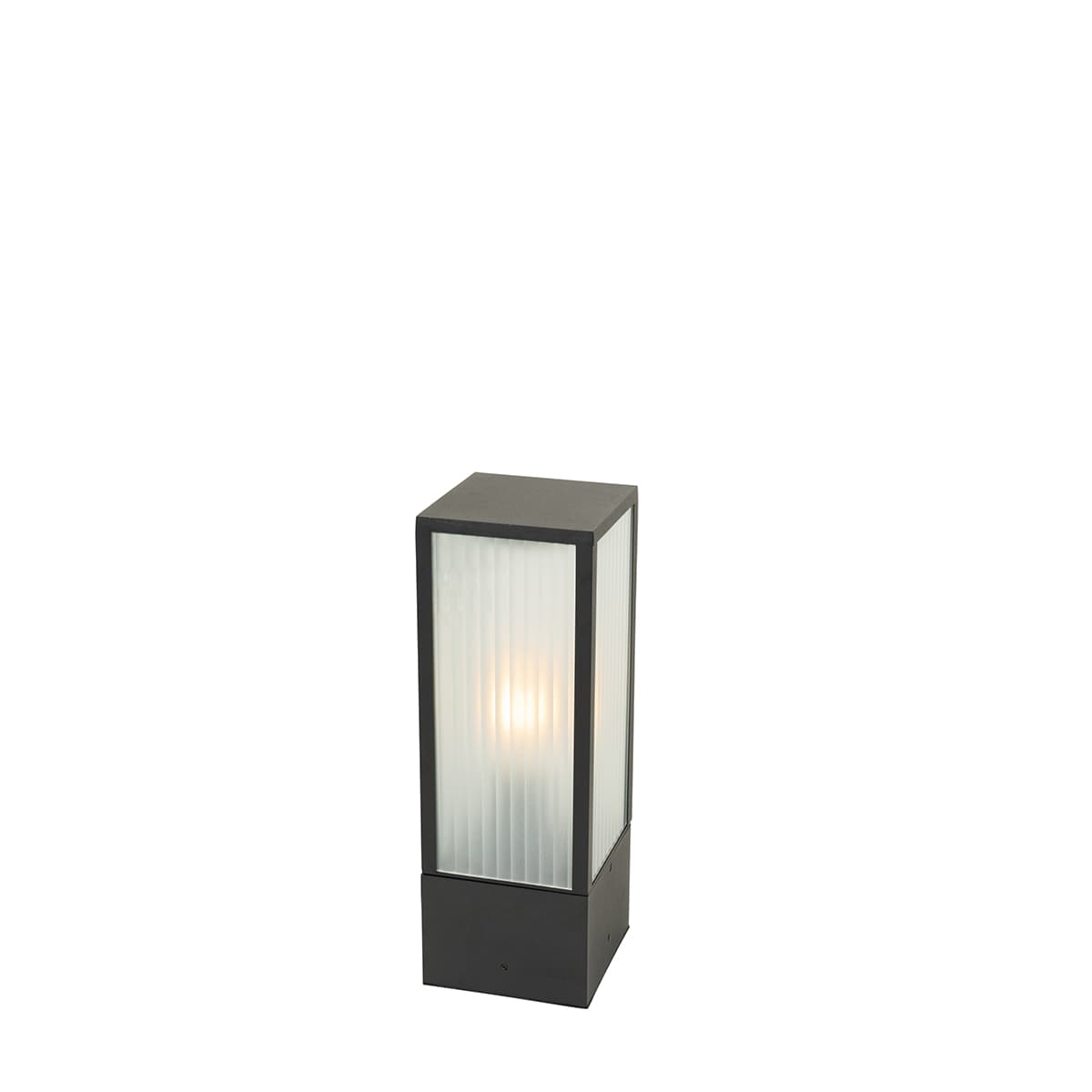 Stojaca vonkajšia lampa čierna s rebrovaným sklom 40 cm IP44 - Charlois 1