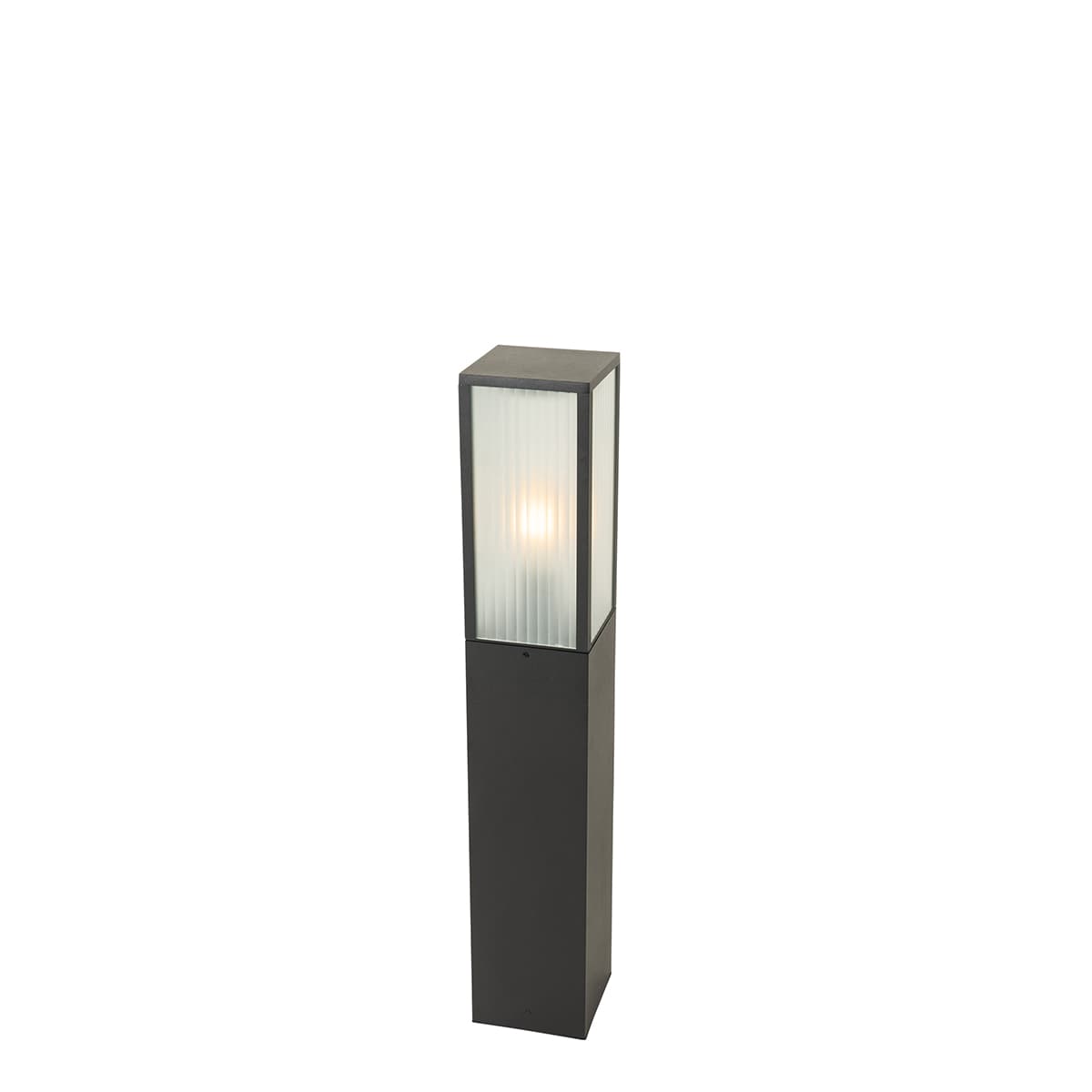 Stojaca vonkajšia lampa čierna s rebrovaným sklom 80 cm IP44 - Charlois