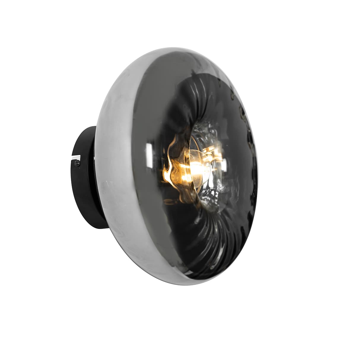 Art Deco nástenná lampa čierna s dymovým sklom - Ayesha 1