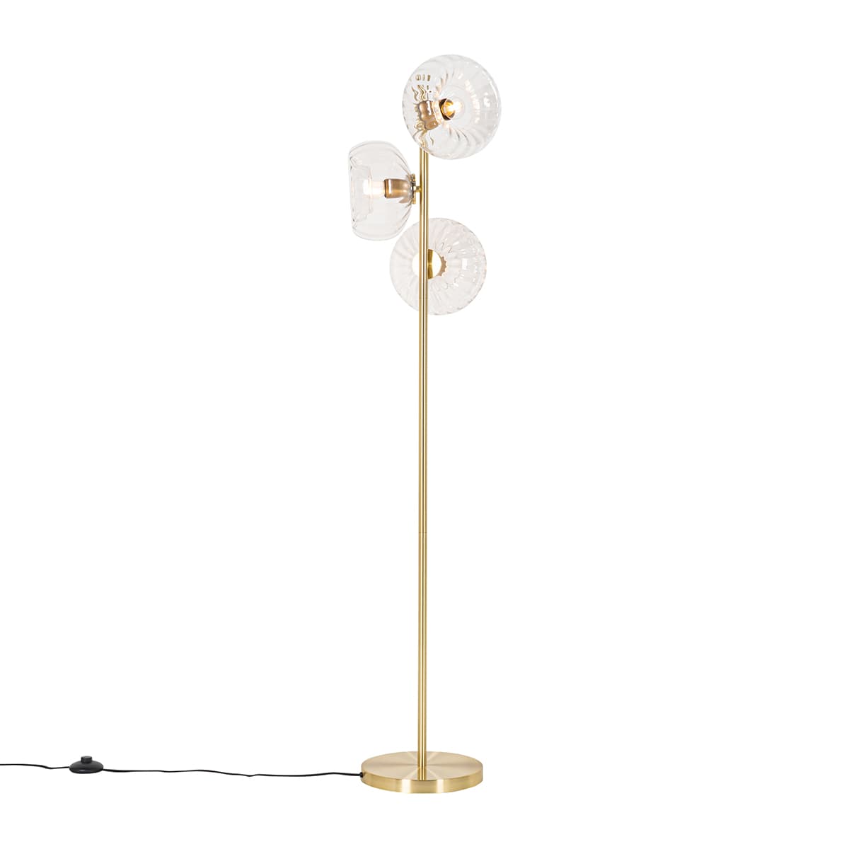 Art Deco stojaca lampa zlatá so sklom 3-svetlo - Ayesha