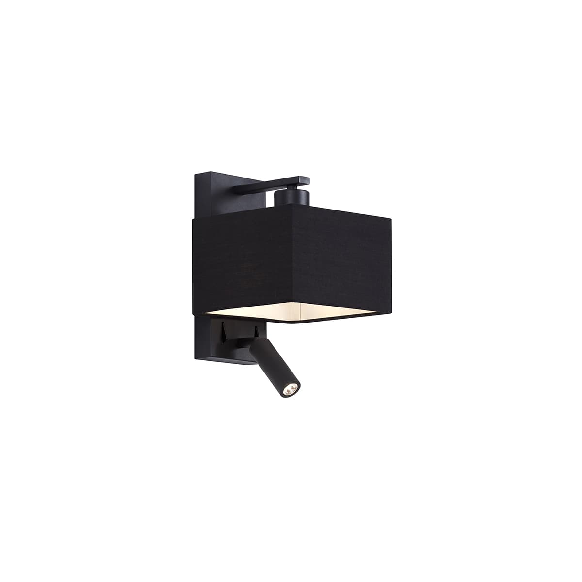 Moderná nástenná lampa čierna štvorcová s lampou na čítanie - Puglia