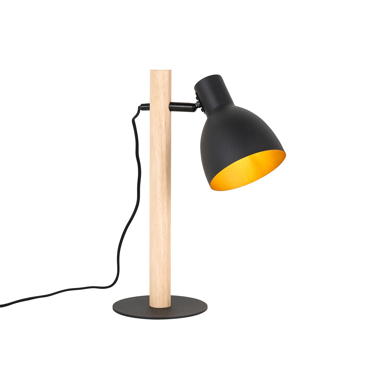 Rustikálna stolná lampa čierna s drevom - Flint 1
