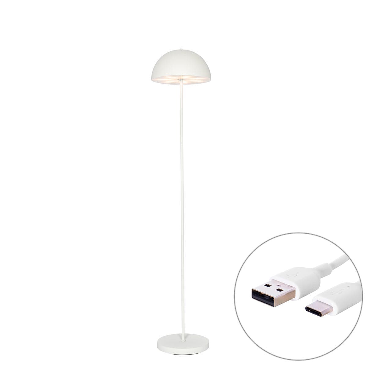 Vonkajšia stojaca lampa biela nabíjateľná 3-stupňovo stmievateľná - Keira 1