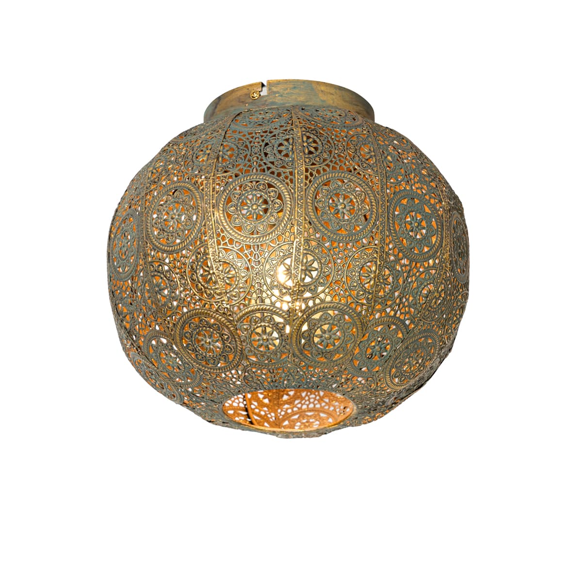 Orientálne stropné svietidlo zlaté so zelenou 28,5 cm - Baloo 1