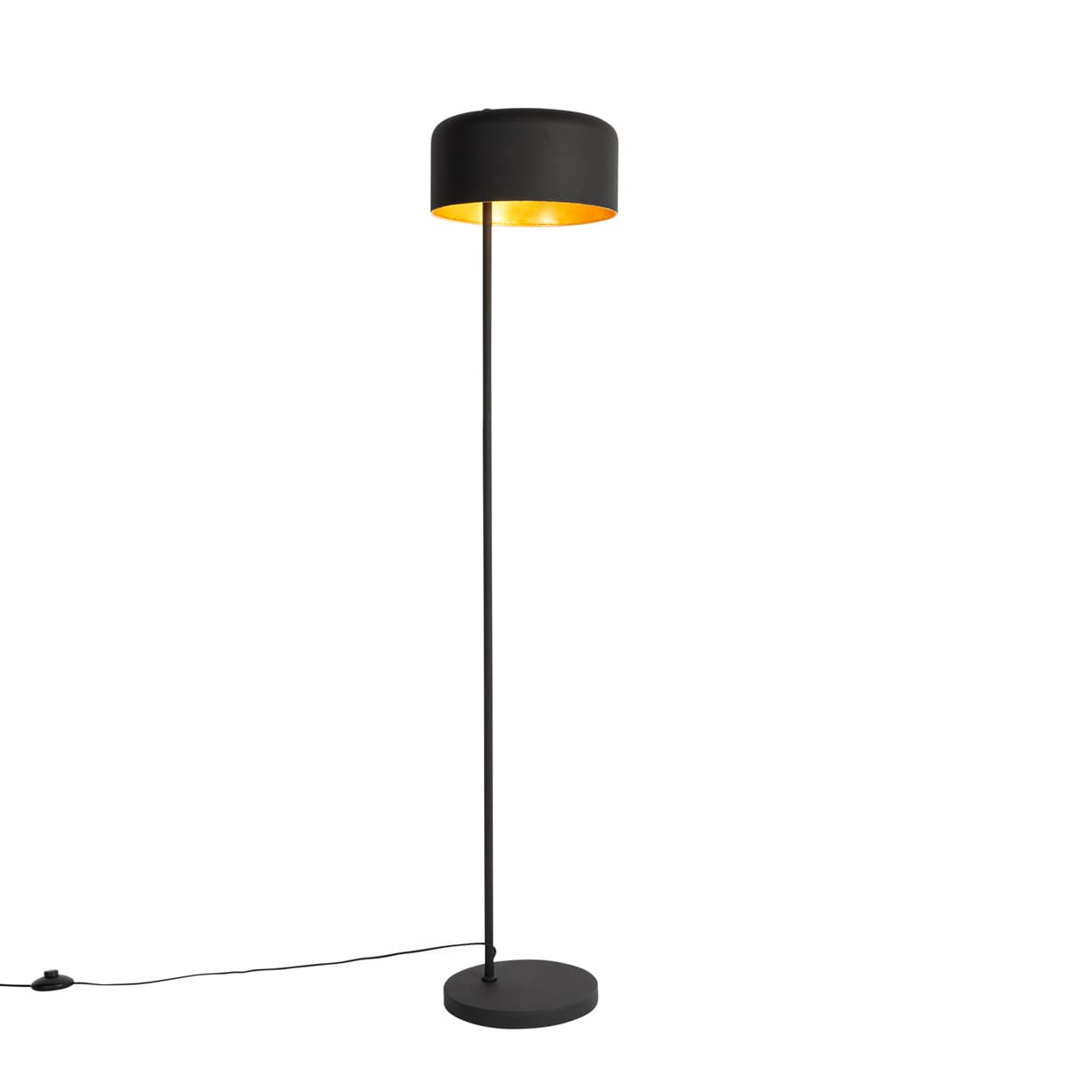 Retro stojaca lampa čierna so zlatým vnútrom - Jinte 1