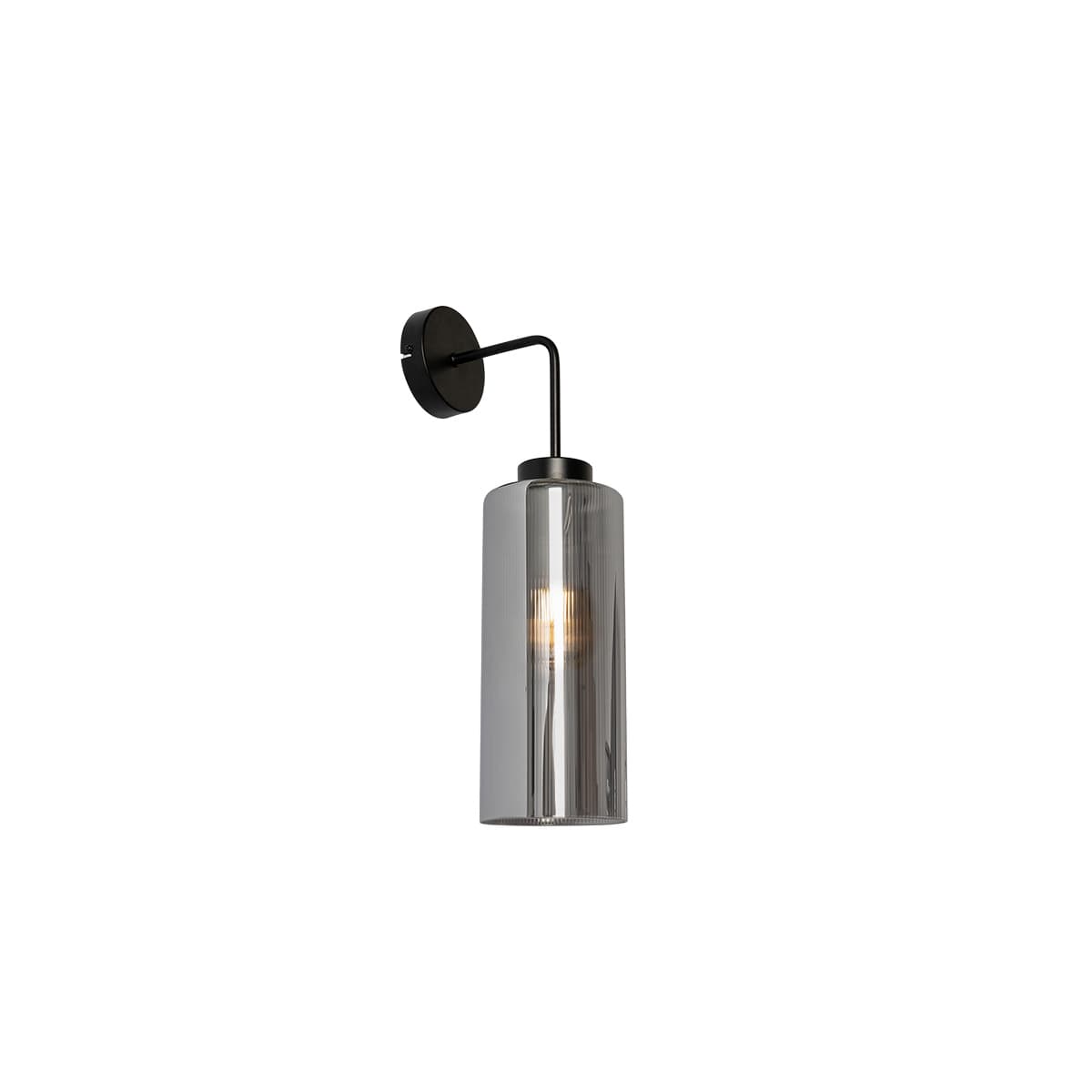 Art Deco nástenná lampa čierna s dymovým sklom - Laura 1