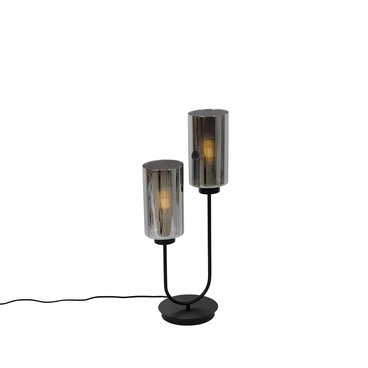 Inteligentná stolná lampa čierna s dymovým sklom 2-svetlá vrátane 2 Wifi ST64 - Laura
