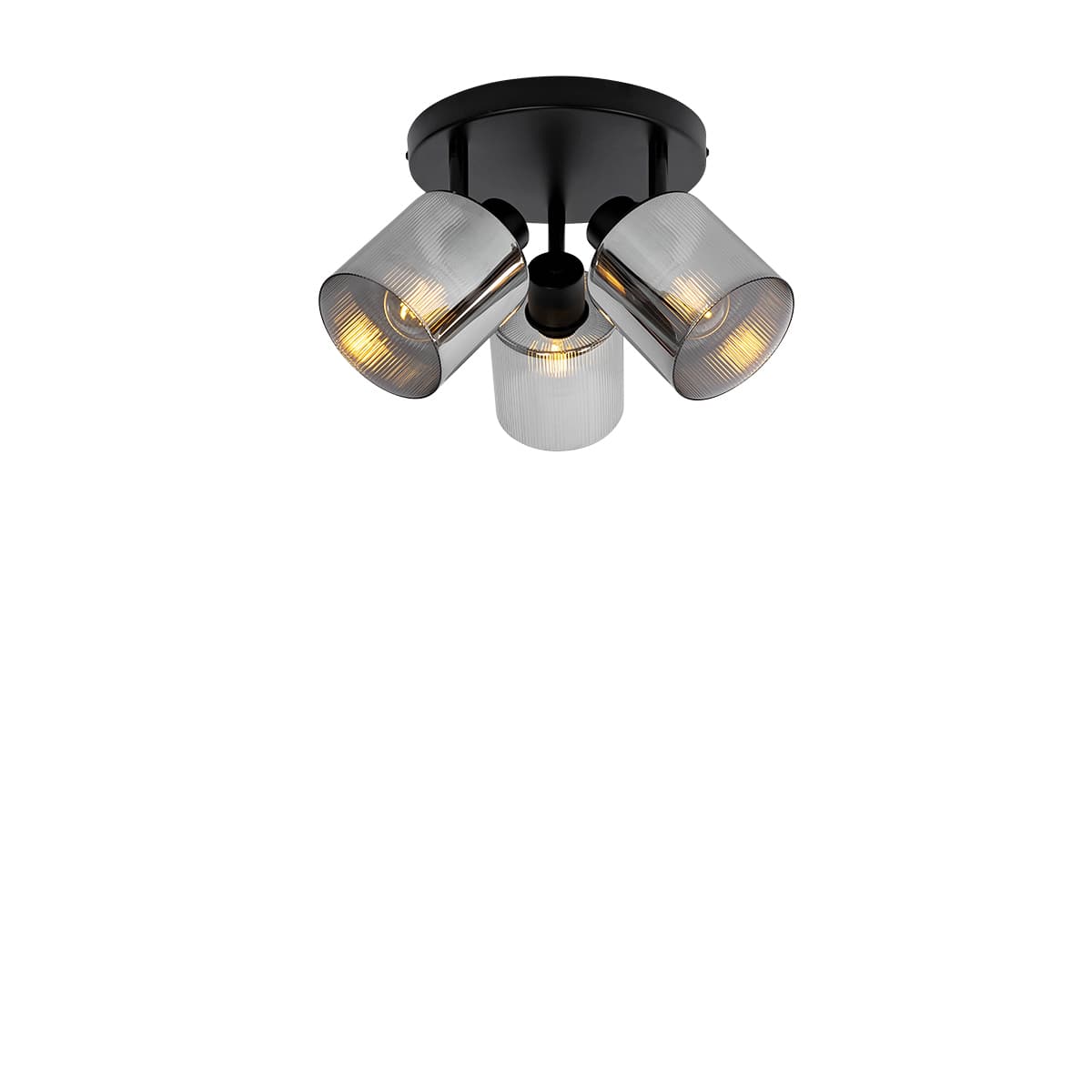 Inteligentný stropný reflektor čierny s dymovým sklom okrúhly nastaviteľný vrátane 3 Wifi A60 - Laura 1