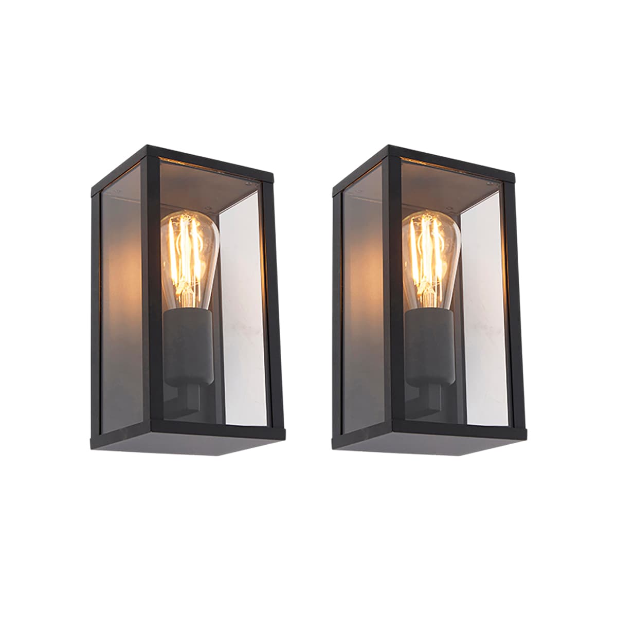 Sada 2 priemyselných nástenných svietidiel čiernych 26 cm IP44 - Charlois