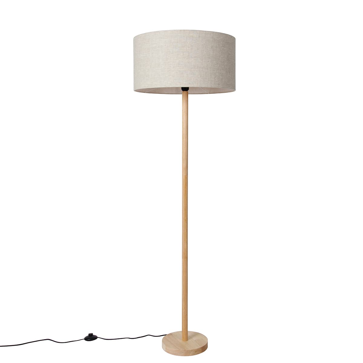 Rustikálna stojaca lampa drevená s hnedým tienidlom - Mels 1