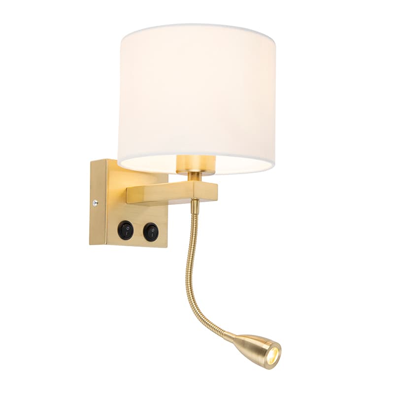 Inteligentná nástenná lampa zlatá s bielym tienidlom vrátane Wifi A60 - Brescia