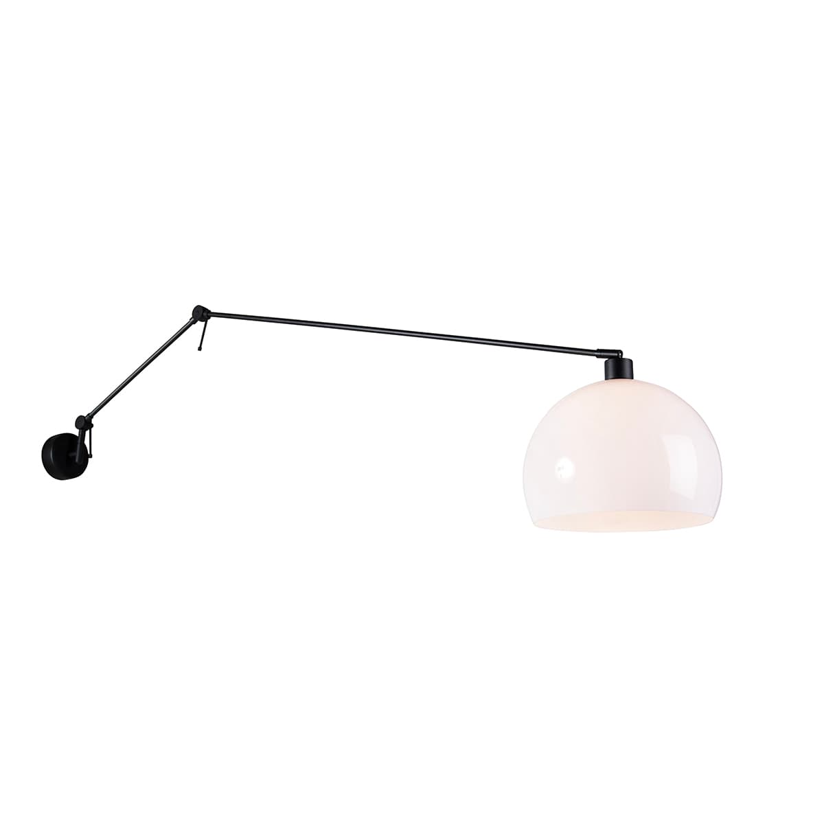 Nástenná lampa čierna s tienidlom bielym 30 cm nastaviteľná - Blitz