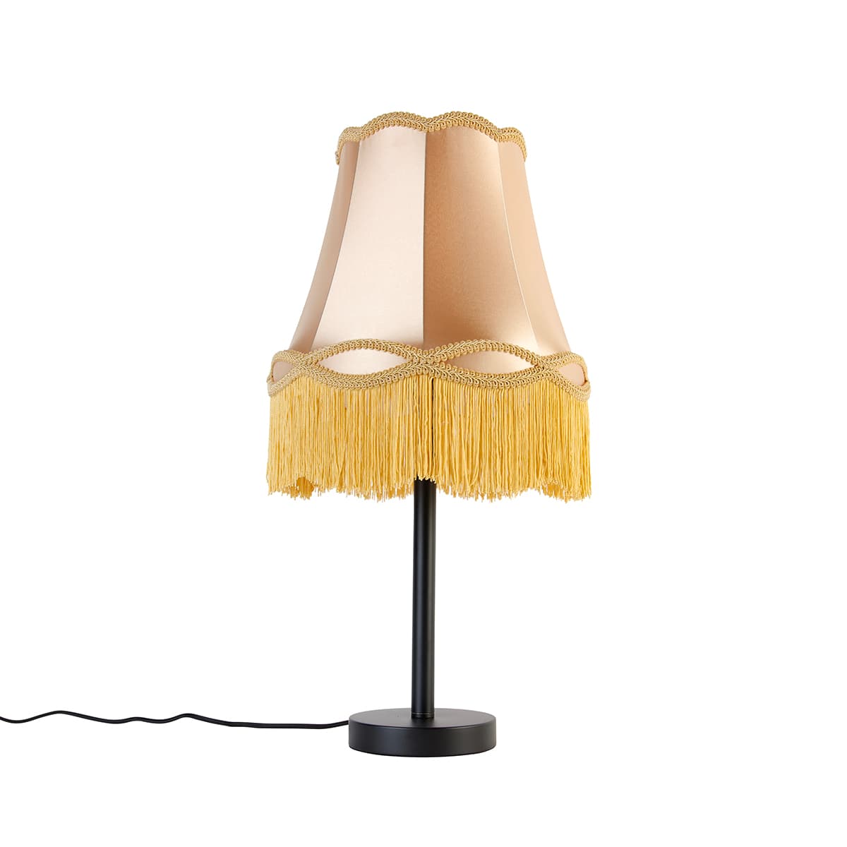 Klasická stolná lampa čierna s tienidlom Granny zlatá 30 cm - Simplo 1