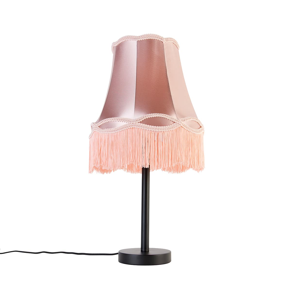 Klasická stolná lampa čierna s ružovým tienidlom Granny 30 cm - Simplo