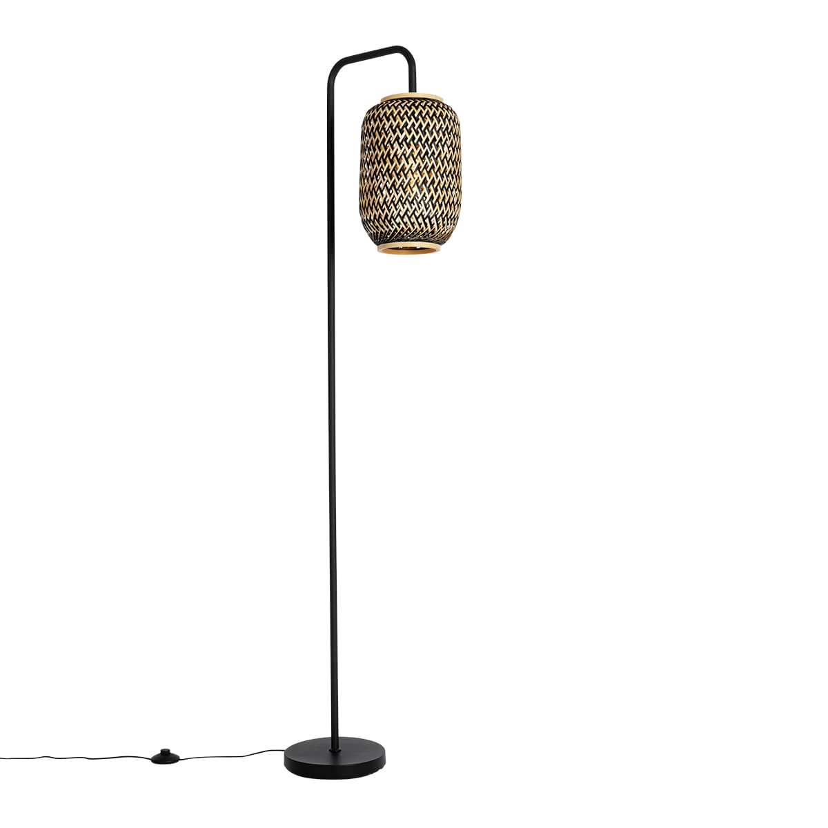 Orientálna stojaca lampa bambusová s čiernou - Yvonne 1