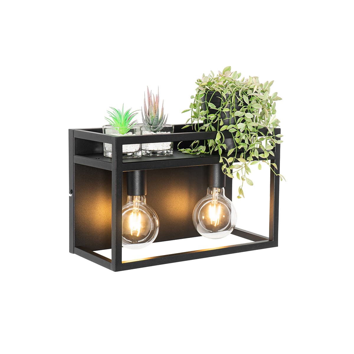 Inteligentná nástenná lampa čierna s poličkou vrátane 2 Wifi G95 - Cage Rack 1