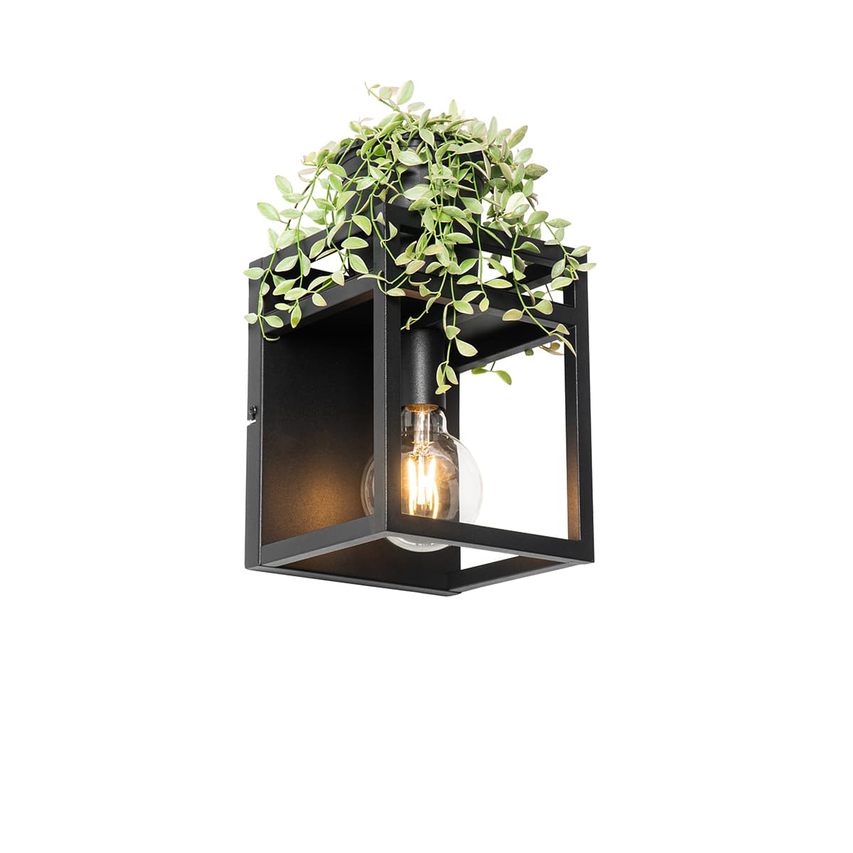Inteligentná nástenná lampa čierna s poličkou vrátane Wifi G95 - Cage Rack