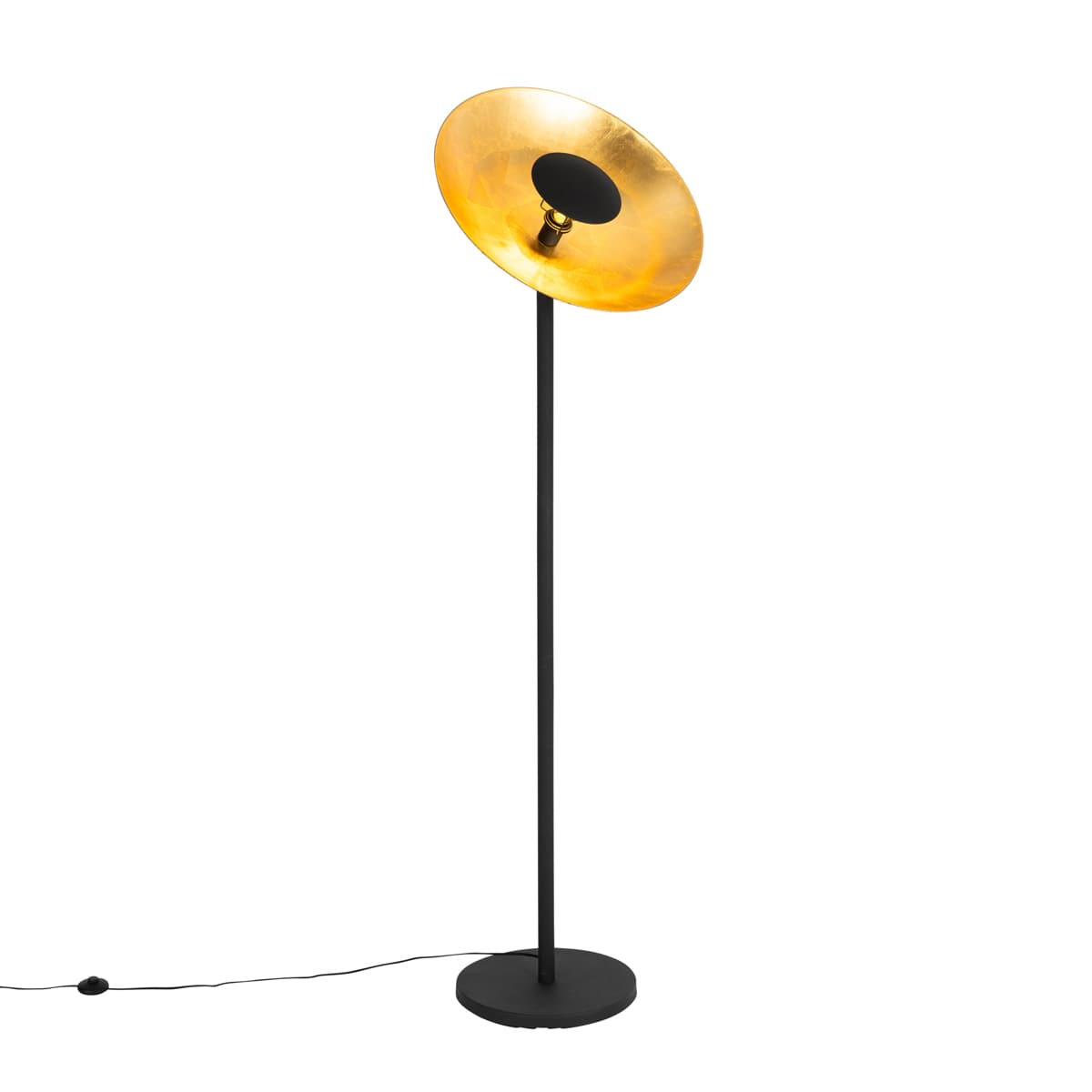 Priemyselná stojaca lampa čierna so zlatým vnútrom 60 cm - Magnax 1