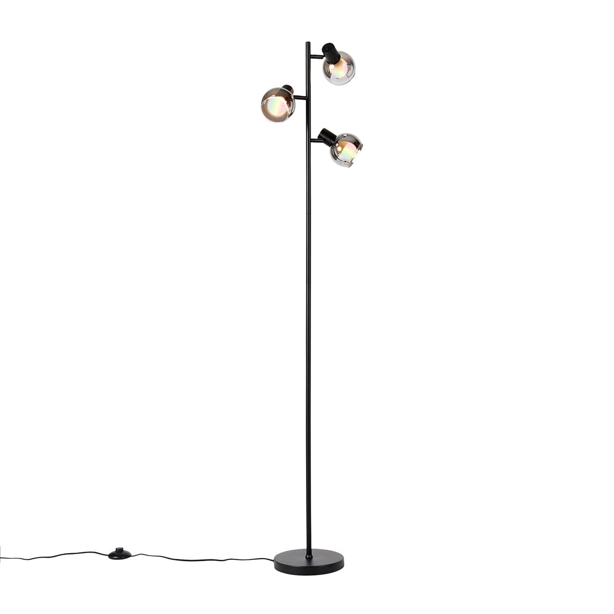 Inteligentná stojaca lampa čierna s dymovým sklom vrátane 3 Wifi P45 - Vidro