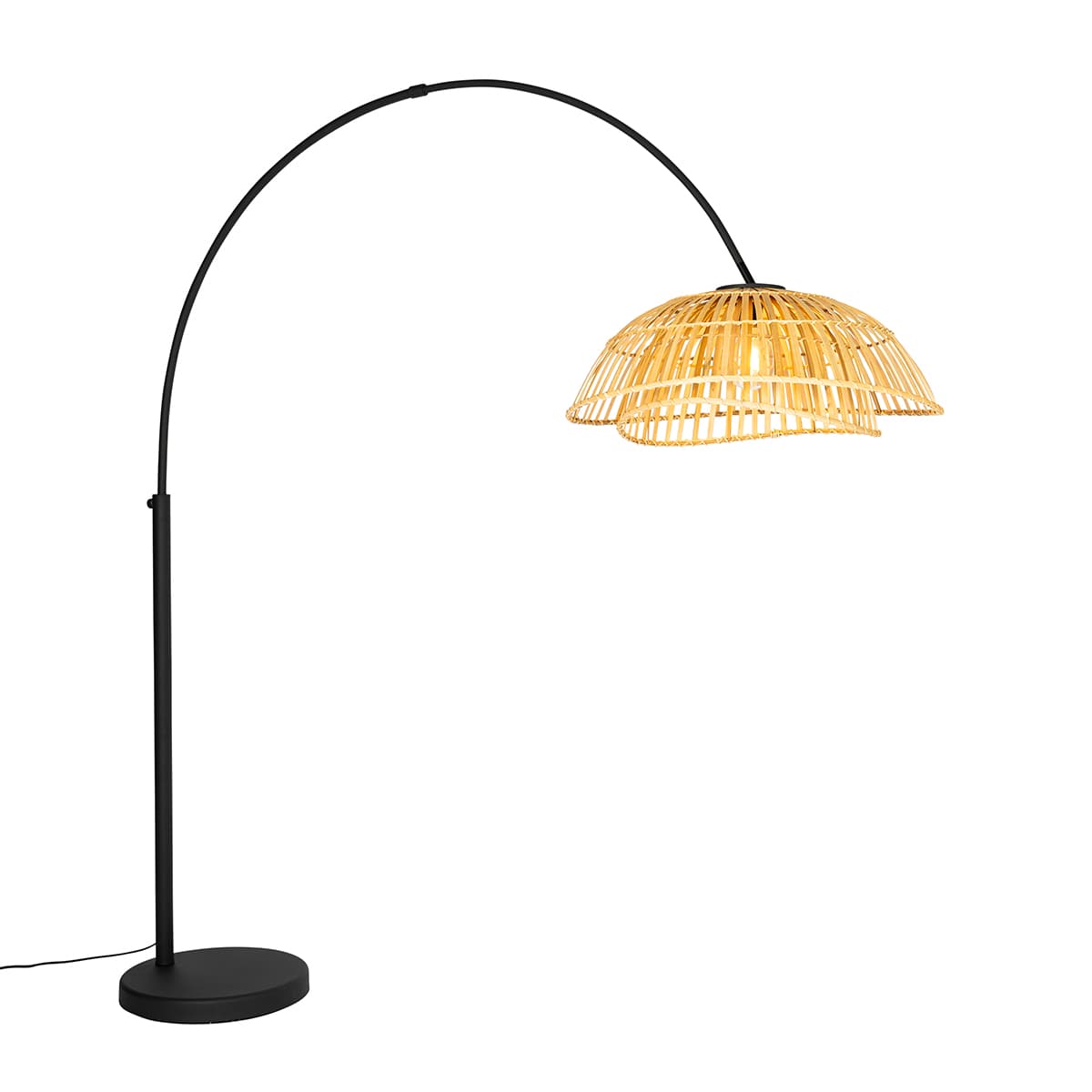 Orientálna oblúková lampa čierna s prírodným bambusom - Pua 1