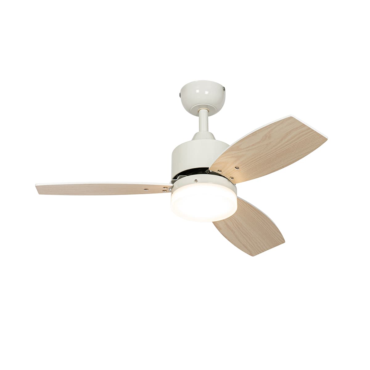 Vonkajší stropný ventilátor biely s dreveným vzhľadom 91,3 cm vrátane stmievateľnej LED s diaľkovým ovládaním IP44 - Toledo