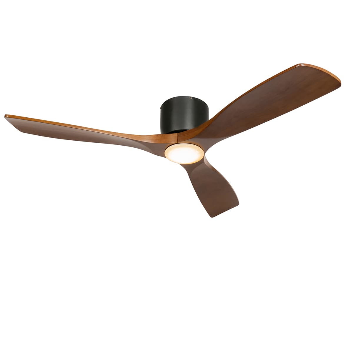 Stropný ventilátor čierny s drevom 131,5 cm vrátane LED stmievateľný s diaľkovým ovládaním - Jerri 1