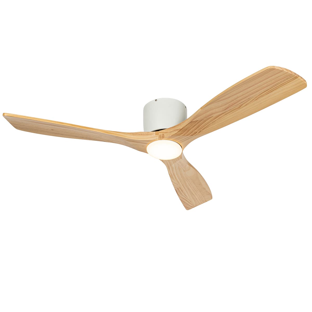Stropný ventilátor biely s drevom 131,5 cm vrátane LED stmievateľný s diaľkovým ovládaním - Jerri 1