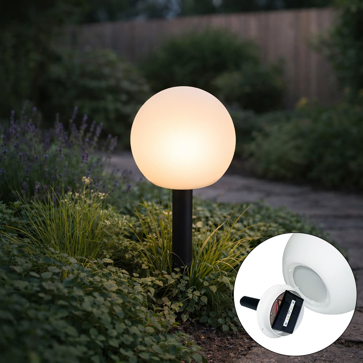 Vonkajšia lampa biela 20 cm vrátane LED IP44 solárny RGBW - Ludger 1