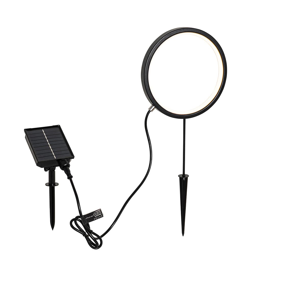 Bodové svetlo čierne 50 cm vrátane nabíjateľnej a solárnej LED IP65 - Adalind 1