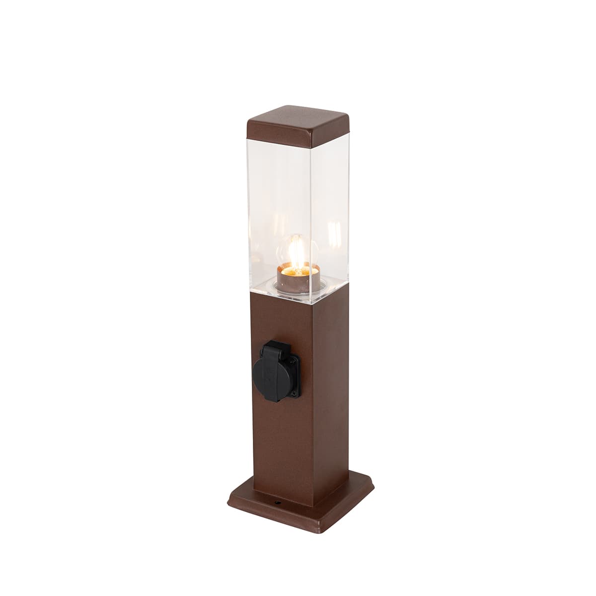 Vonkajšia lampa hrdzavohnedá 45 cm so zásuvkou IP44 - Malios 1