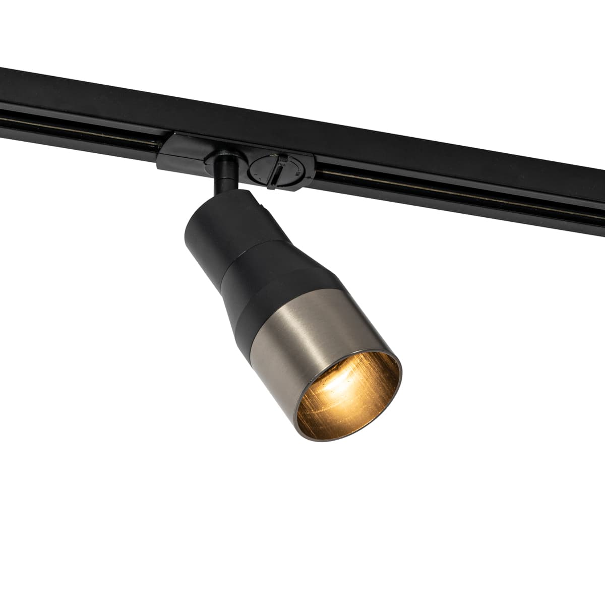 Moderný bodový reflektor čierny s gunmetalom pre 1-fázový koľajnicový systém GU10 50mm - Iconic Kohua 1