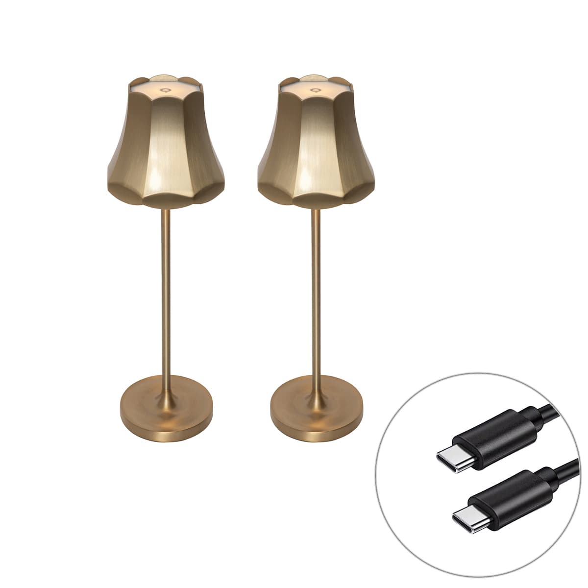 Sada 2 retro stolových lamp ružové zlato nabíjateľné IP44 - Granny