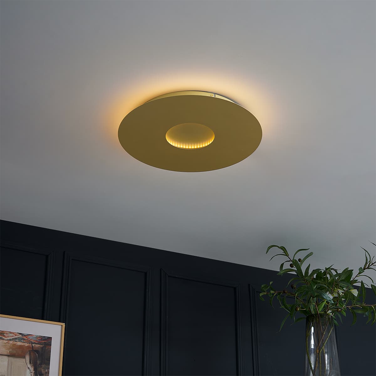 Moderné stropné svietidlo zlaté 40 cm vrátane LED s 3-stupňovým stmievaním - Morning