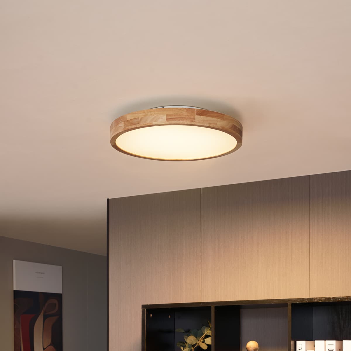 Škandinávske stropné svietidlo drevené 50 cm vrátane LED stmievateľné - Pecker 1