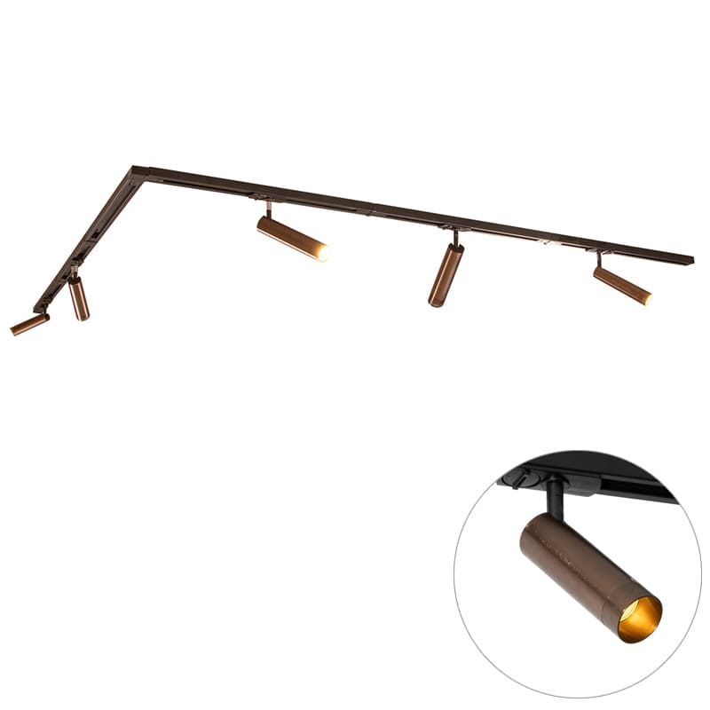 Moderný koľajnicový systém s 5 reflektormi tmavá bronz 1-fázový GU10 35 mm - Iconic Jeana Luxe
