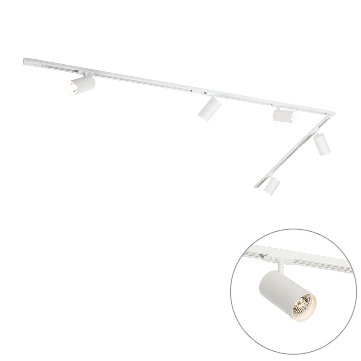 Moderný koľajnicový systém s 5 bielymi reflektormi 1-fázový GU10 70mm - Iconic Jeana Luxe