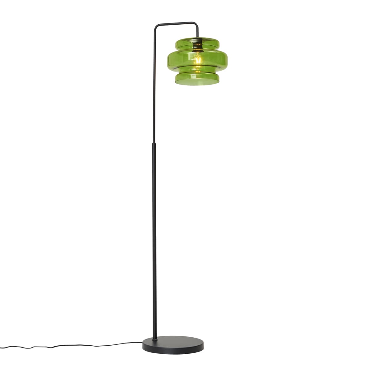 Retro stojaca lampa čierna so zeleným sklom - Denise 1
