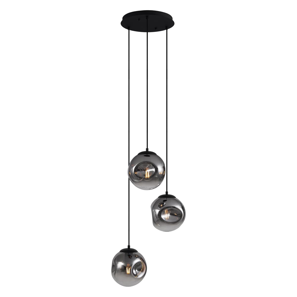 Art Deco závesná lampa čierna so sklom Smoke 3-Lights - Douglass
