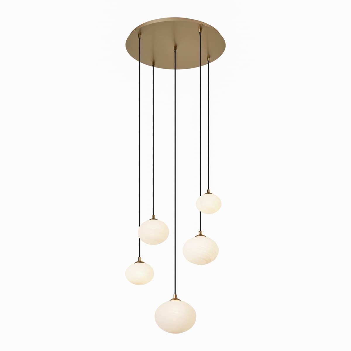 Závesná lampa Art Deco zlatá s opálovým sklom 5-svetiel - Yani