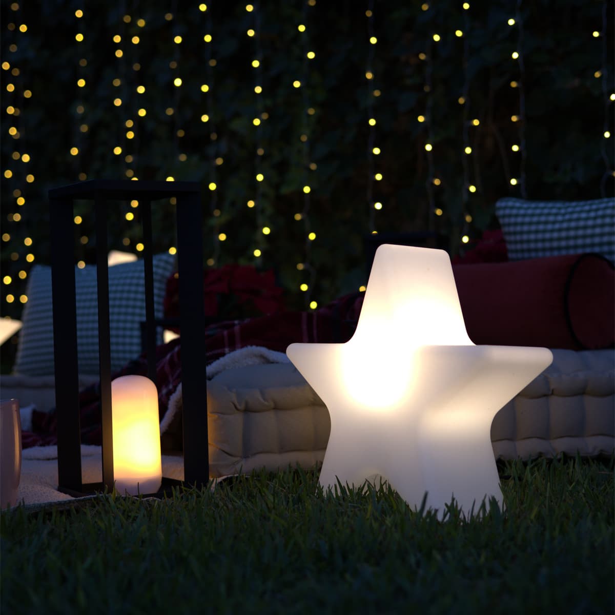 Vianočná stojaca lampa biela 60 cm vrátane nabíjateľného RGBW LED - Nova
