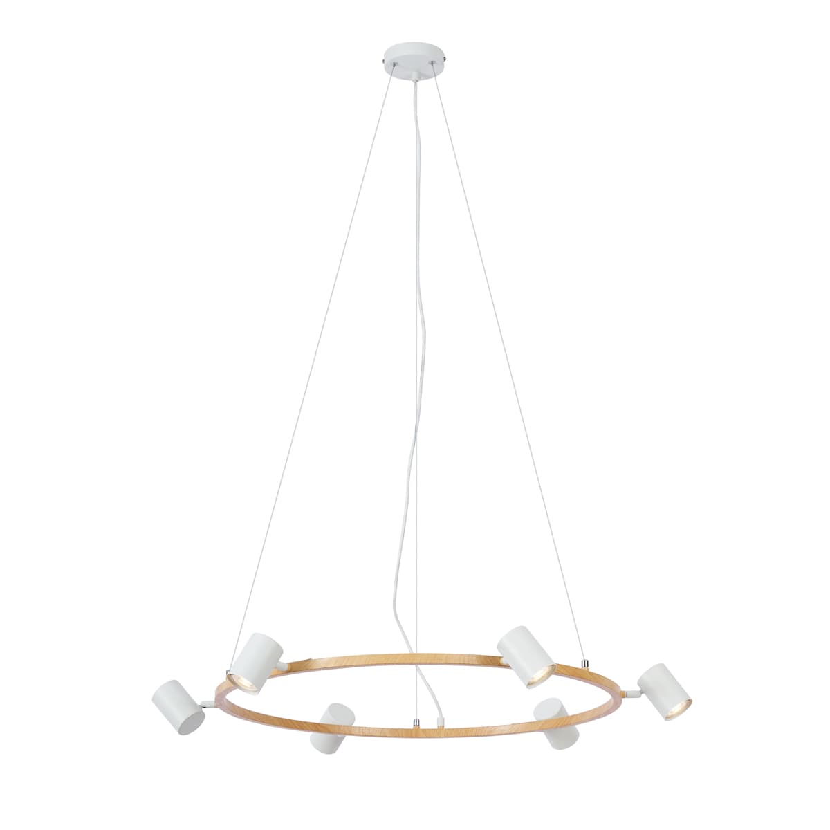 Smart Pendant Light Wood with White Round 6-Lights Incl. WiFi GU10 - Jeana Circle 1