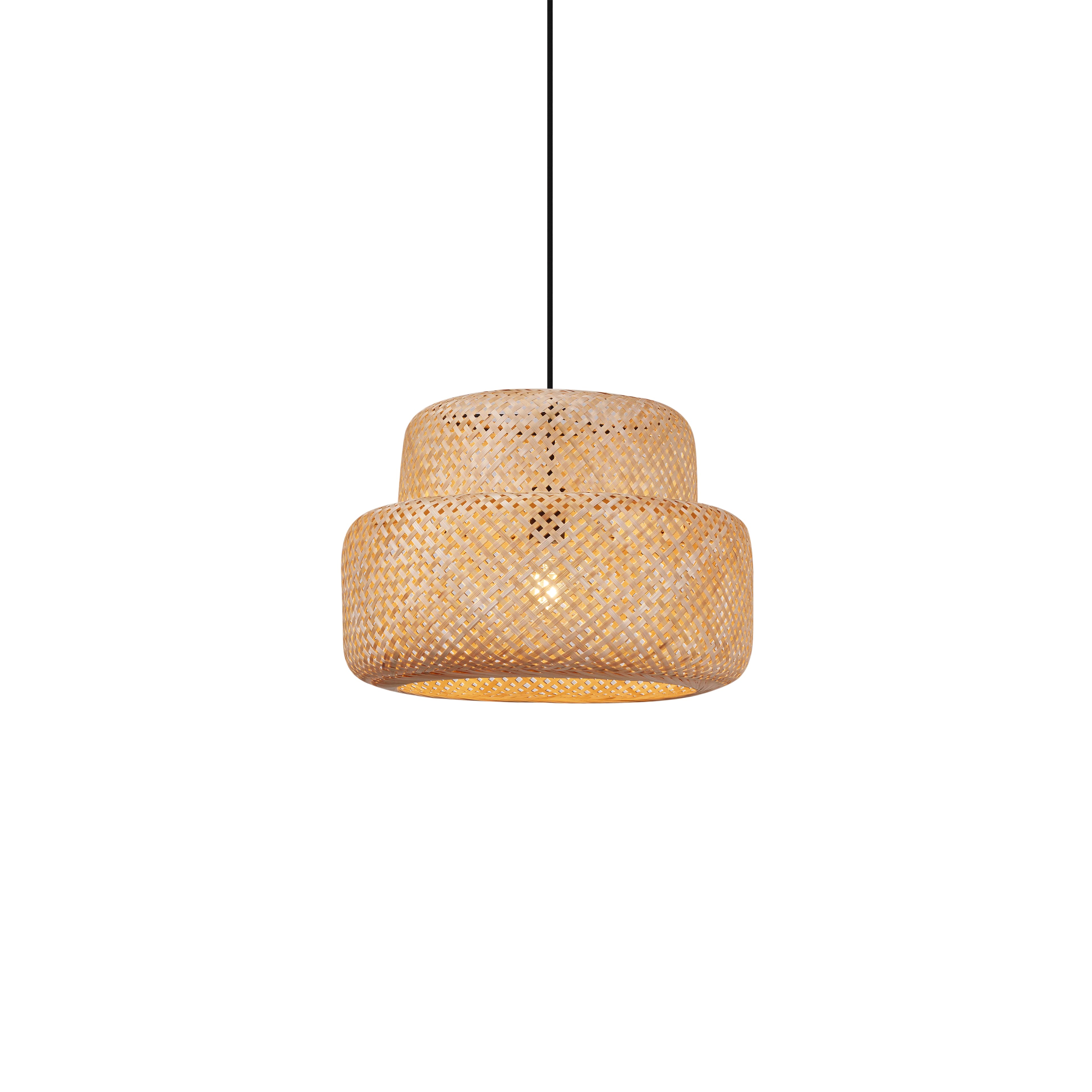 Japonská závesná lampa čierna s bambusom - Kea