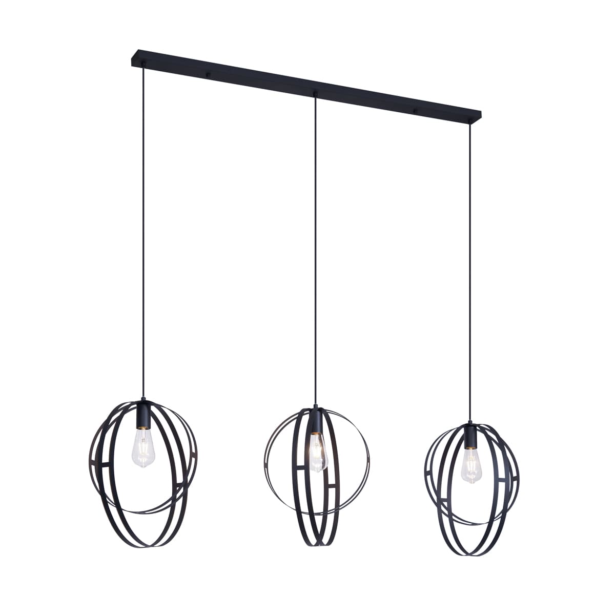 Smart hanglamp zwart langwerpig 3-lichts incl. Wifi G95 - Indu 1