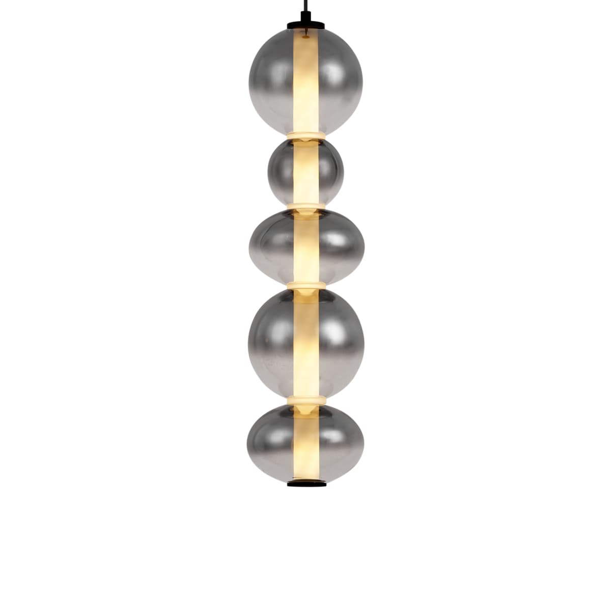 Art Deco závesná lampa čierna s dymovým a čírym sklom 5-svetiel Vrátane LED - Lizzy