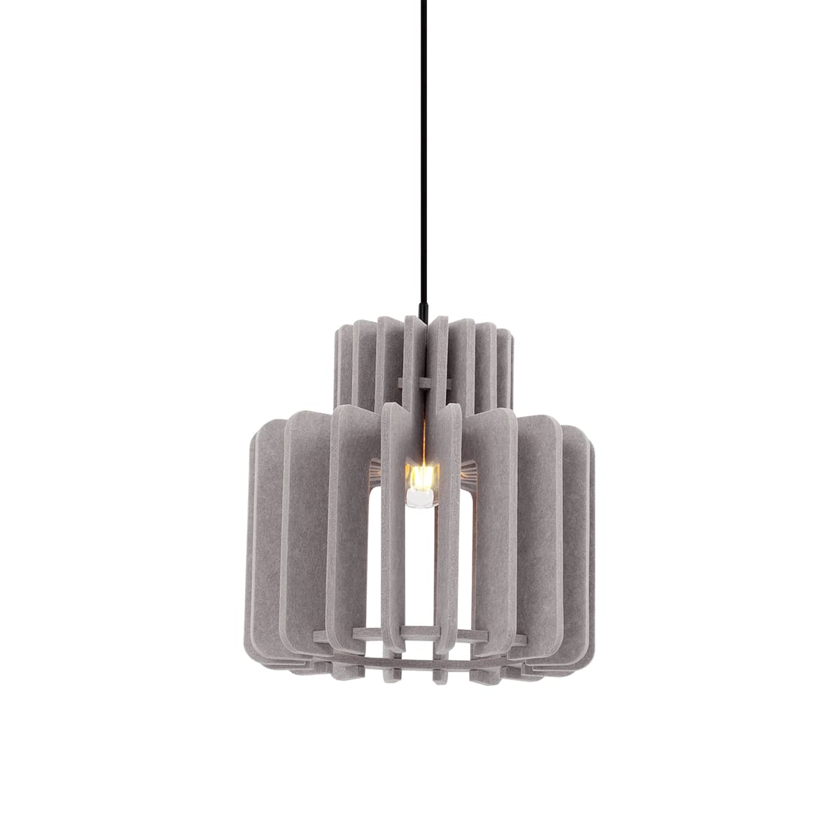 Retro závesná lampa čierna s hnedosivým tienidlom - Felt 1