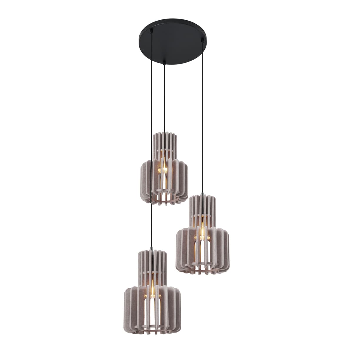 Retro závesná lampa čierna s sivohnedou 3-svetlá - Felt 1